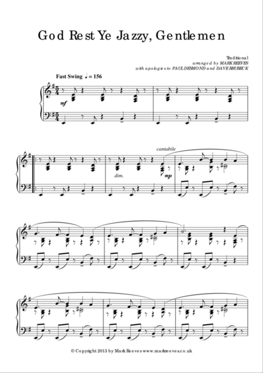 God Rest Ye Jazzy, Gentlemen Piano Solo scores gallery preview page 1