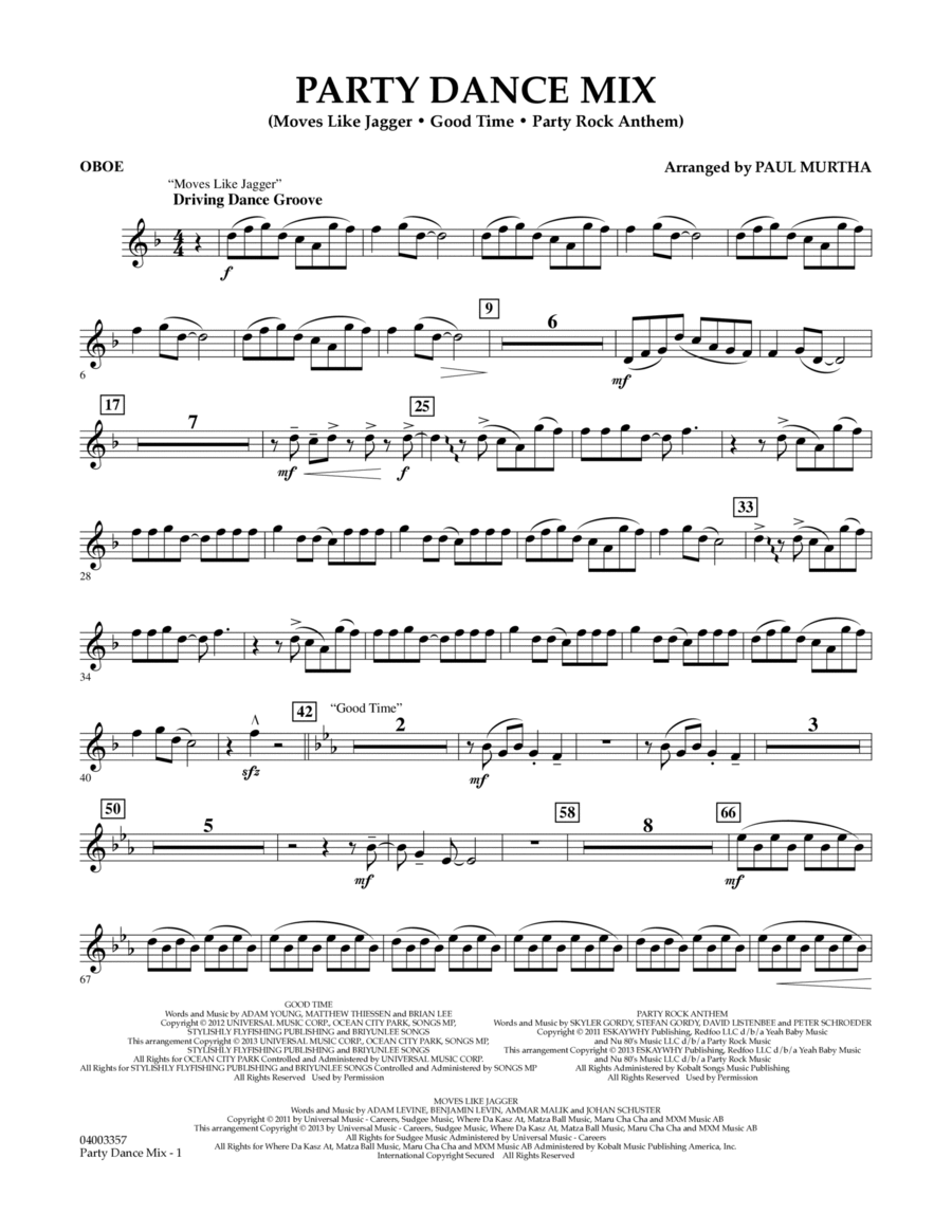 Party Dance Mix - Oboe Party Dance Mix - Oboe Concert Band scores gallery preview page 1