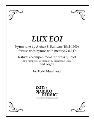 Book cover for LUX EOI — festival hymn accompaniment for organ, brass quintet