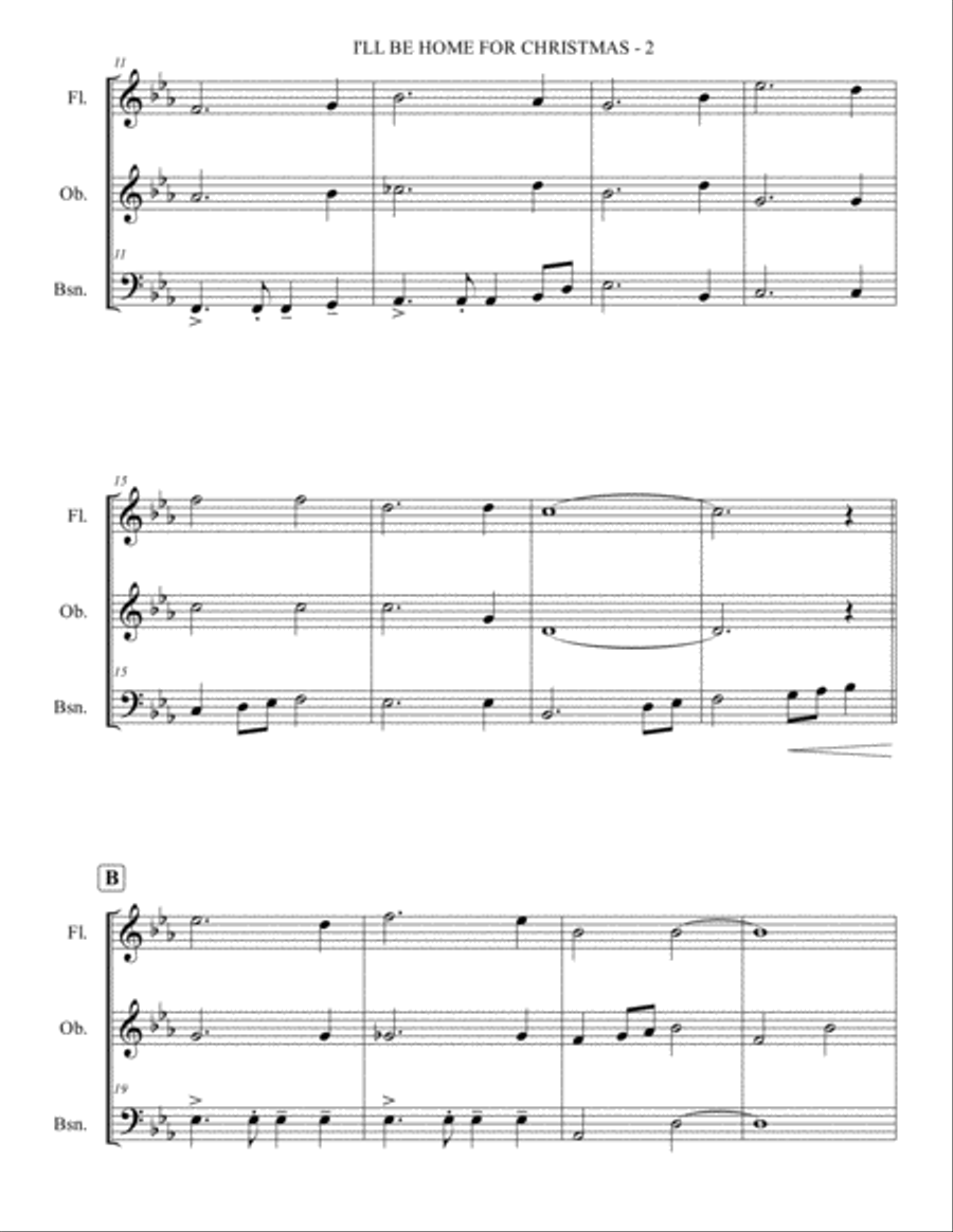 I'll Be Home For Christmas Woodwind Trio scores gallery preview page 3