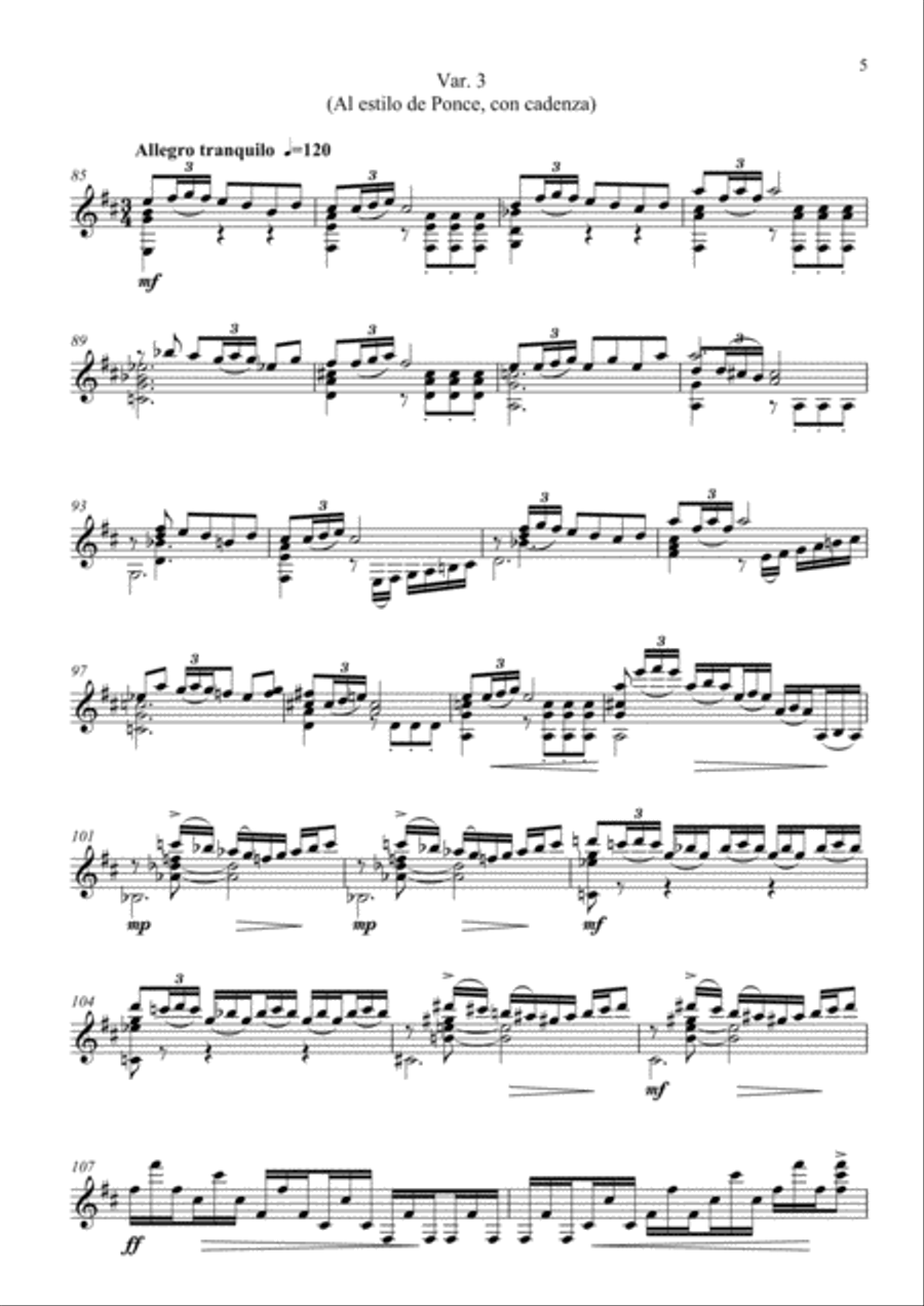 Tema con variaciones Tema con variaciones Classical Guitar scores gallery preview page 5