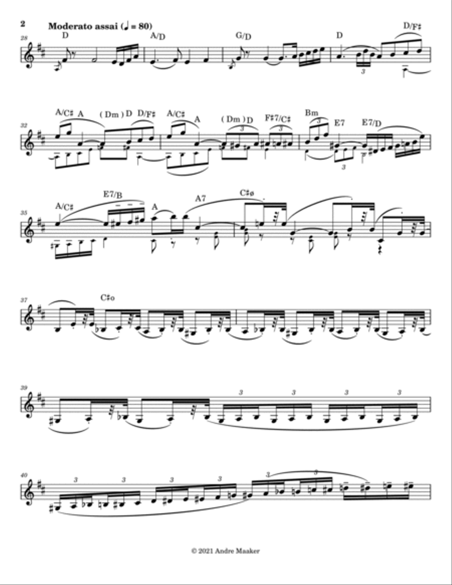 P.I.Tchaikovsky - Violin Concerto in D, op. 35 (I - allegro moderato) - lead sheet Violin Solo scores gallery preview page 2