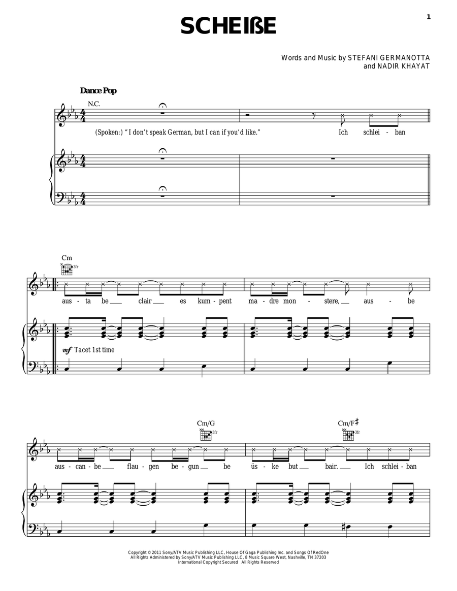 Scheibe Piano, Vocal, Guitar scores gallery preview page 1