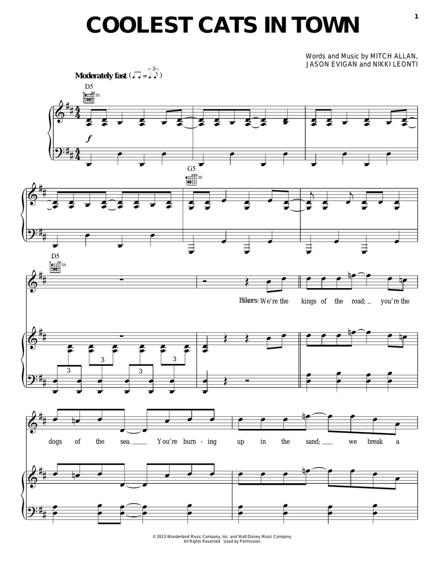 Coolest Cats In Town Coolest Cats In Town Piano, Vocal, Guitar scores gallery preview page 1