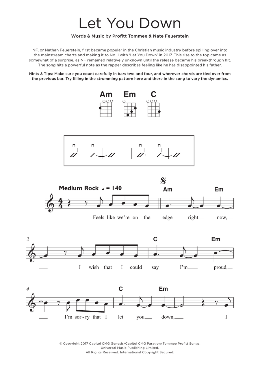 Let You Down Ukulele scores gallery preview page 1