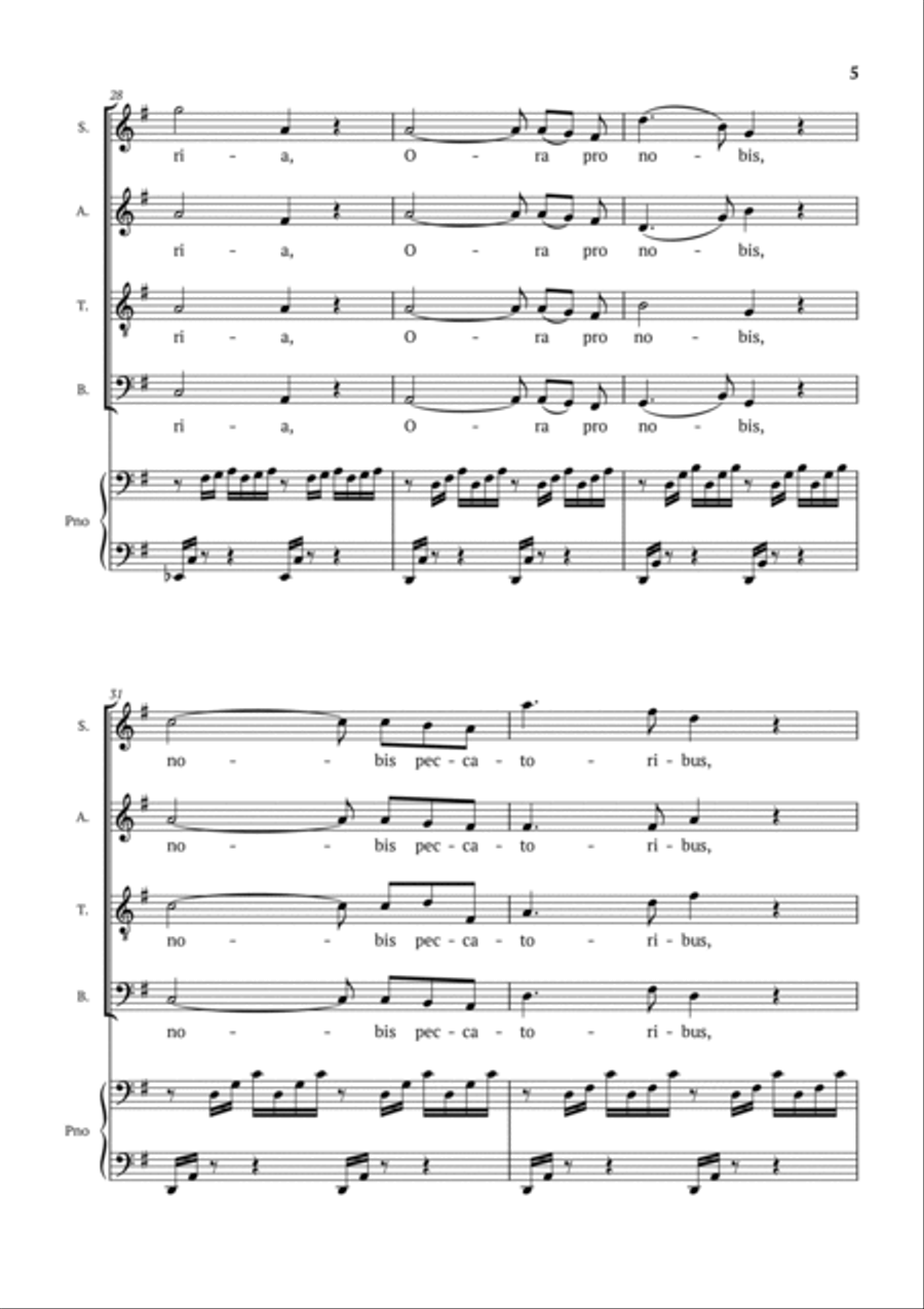 Ave Maria (Bach-Gounod) in G Major for SATB with Piano Accompaniment 4-Part scores gallery preview page 5