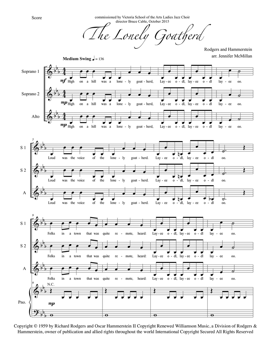 The Lonely Goatherd SSA scores gallery preview page 1