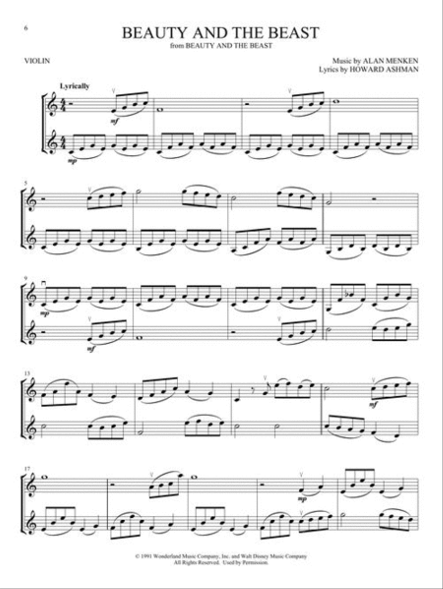 Disney Songs for Violin Duet String Duet scores gallery preview page 5