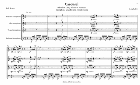 Carousel: Wheel of Life/Wheel of Fortune - for Sax Quartet - Full Score image number null