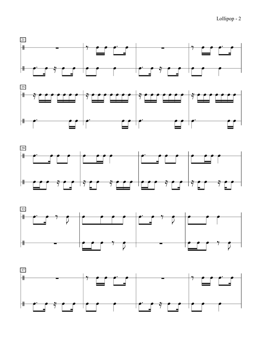 Lollipop (body percussion duet) Percussion scores gallery preview page 2