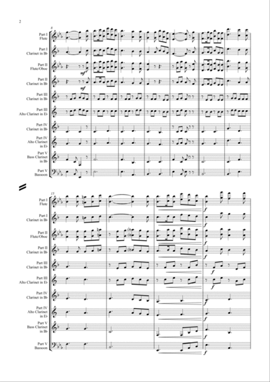 Die Loreley/Die Lorelei - Ich weiß nicht was soll es bedeuten - German Folk Song - Wind Ensemble Woodwind Ensemble scores gallery preview page 2
