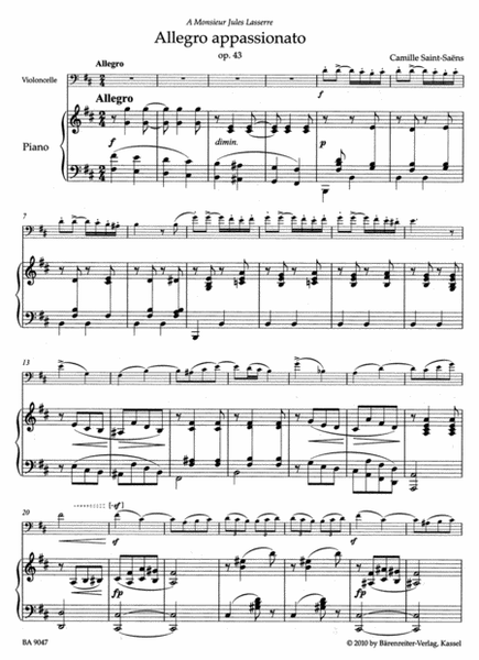 Allegro appassionato for Violoncello mit Klavierbegleitung op. 43