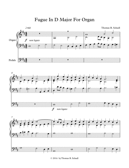 Fugue In D Major For Organ