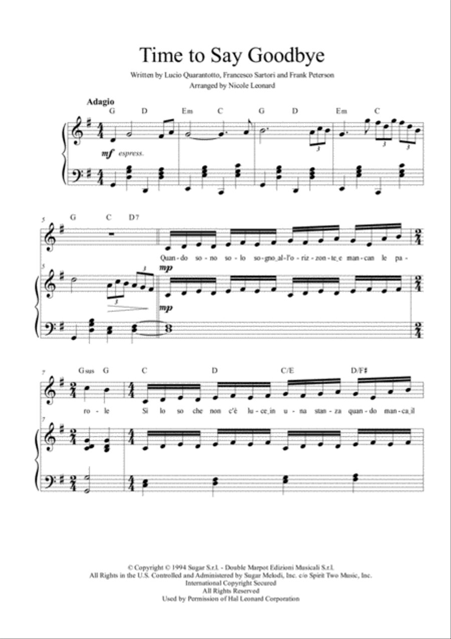 Time To Say Goodbye Voice scores gallery preview page 1