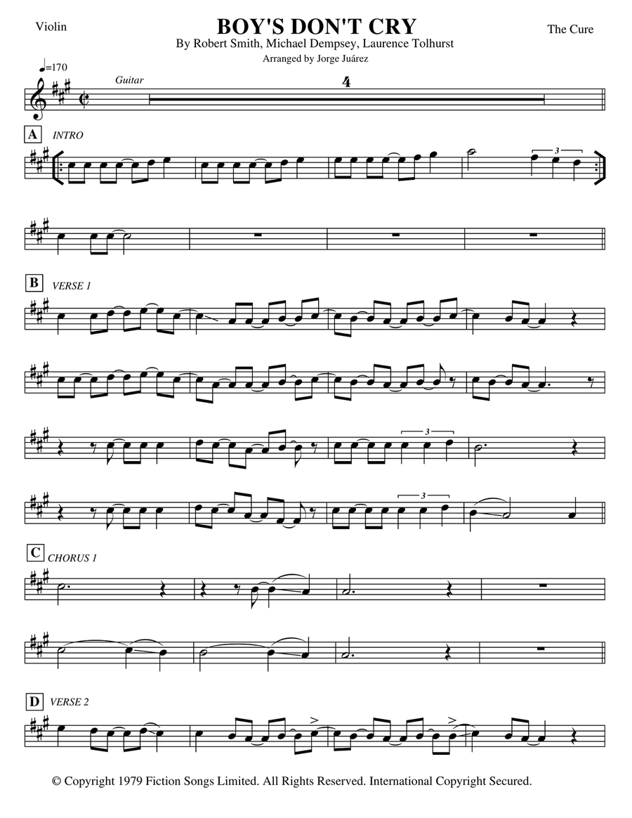 Boys Don't Cry Violin Solo scores gallery preview page 1