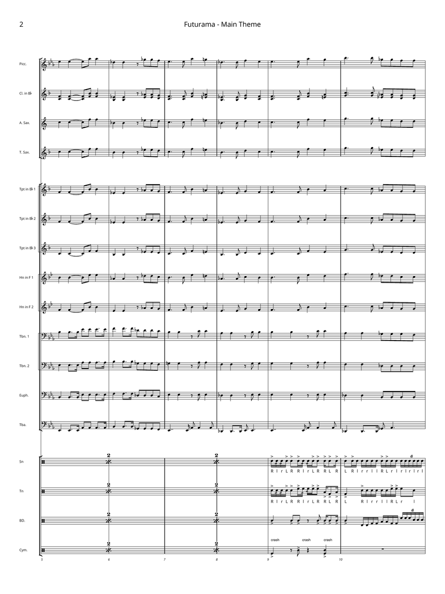 Futurama Theme Marching Band scores gallery preview page 2