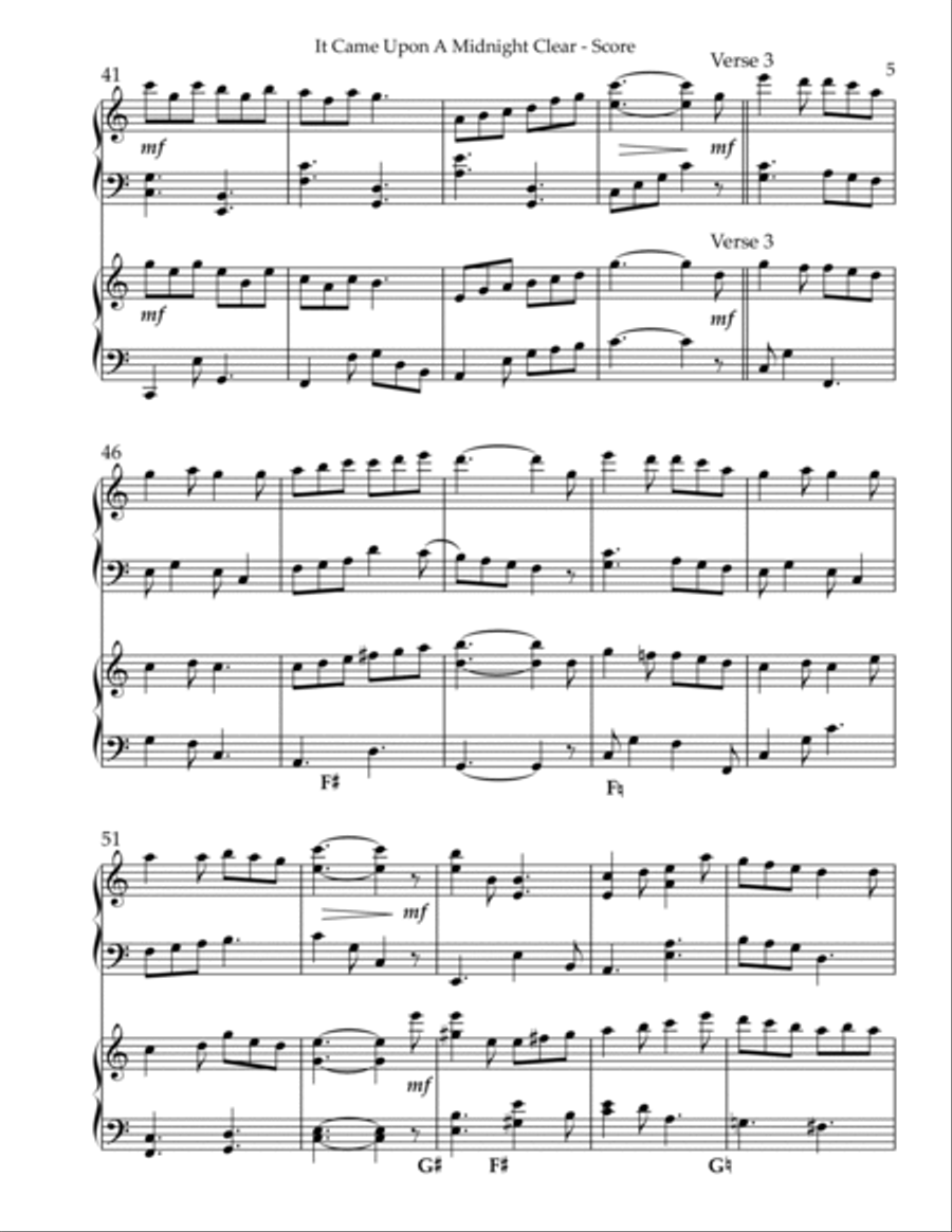 It Came Upon A Midnight Clear, Harp Duet - Key of C Pedal Harp scores gallery preview page 5