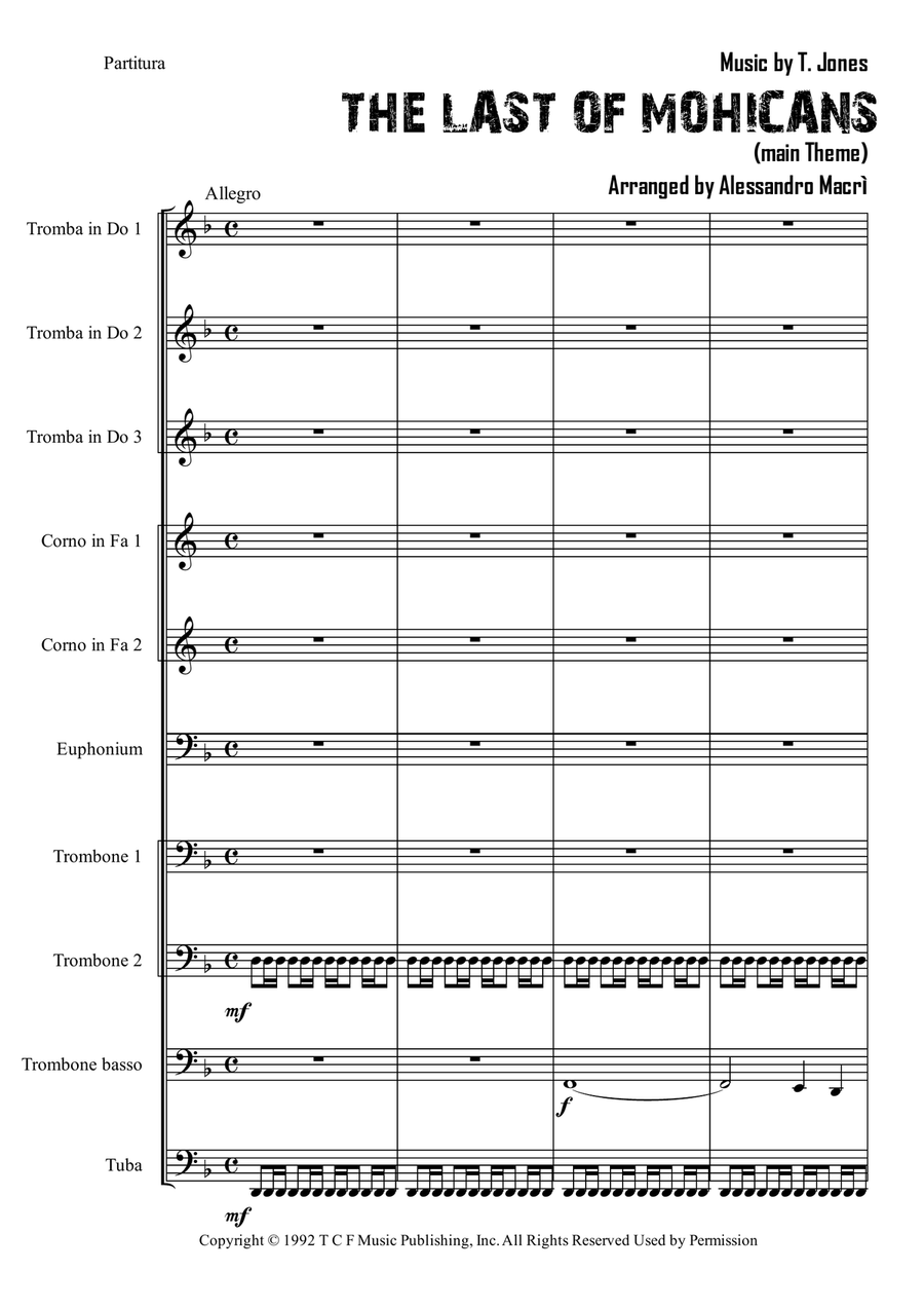 Last Of The Mohicans (main Theme) Brass Ensemble scores gallery preview page 2