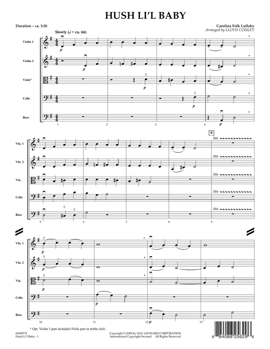Hush Li'l Baby - Full Score Orchestra scores gallery preview page 1
