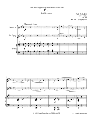 Gade - Allegro Molto- 2nd movement from Piano Trio - Bb Clarinet, Bass Clarinet and Piano.