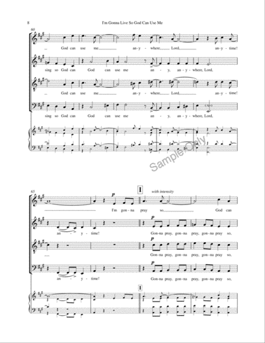 I'm Gonna Live So God Can Use Me 4-Part scores gallery preview page 8