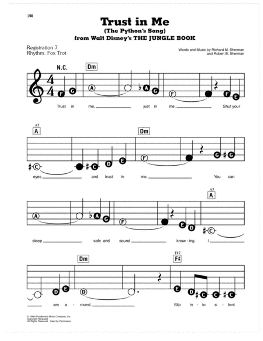 Trust In Me (The Python's Song) (from The Jungle Book) Electronic Keyboard scores gallery preview page 1