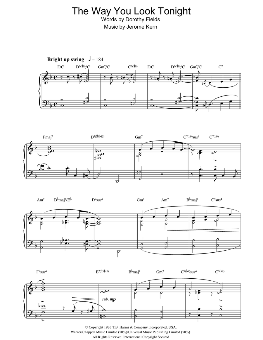 The Way You Look Tonight Piano Solo scores gallery preview page 1