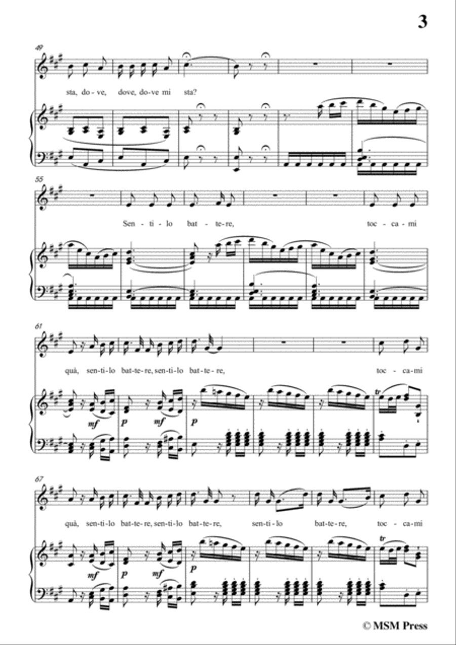 Mozart-Vedrai,carino,in A Major,for Voice and Piano Voice Solo scores gallery preview page 5
