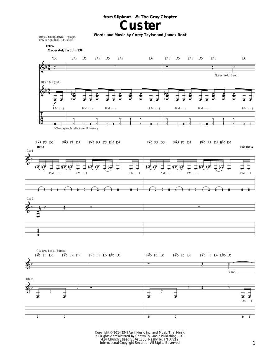Custer Electric Guitar scores gallery preview page 1