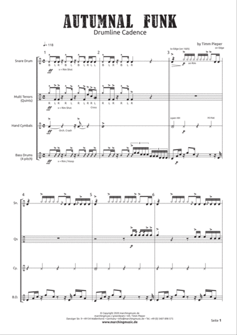 AUTUMNAL FUNK Street Cadence Marching Band scores gallery preview page 2
