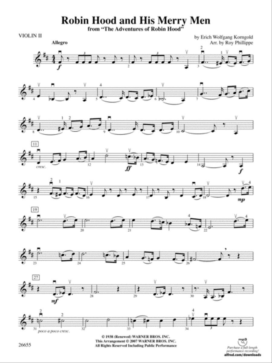 Robin Hood and His Merry Men: 2nd Violin Full Orchestra scores gallery preview page 1