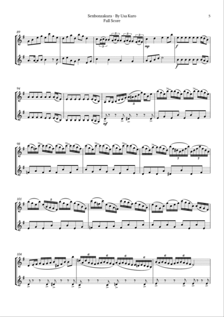 Senbonzakura Trumpet Duet scores gallery preview page 5