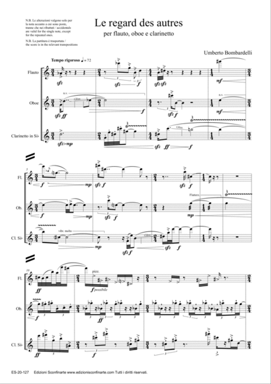 Umberto Bombardelli: LE REGARD DES AUTRES (ES-20-127) Small Ensemble scores gallery preview page 3