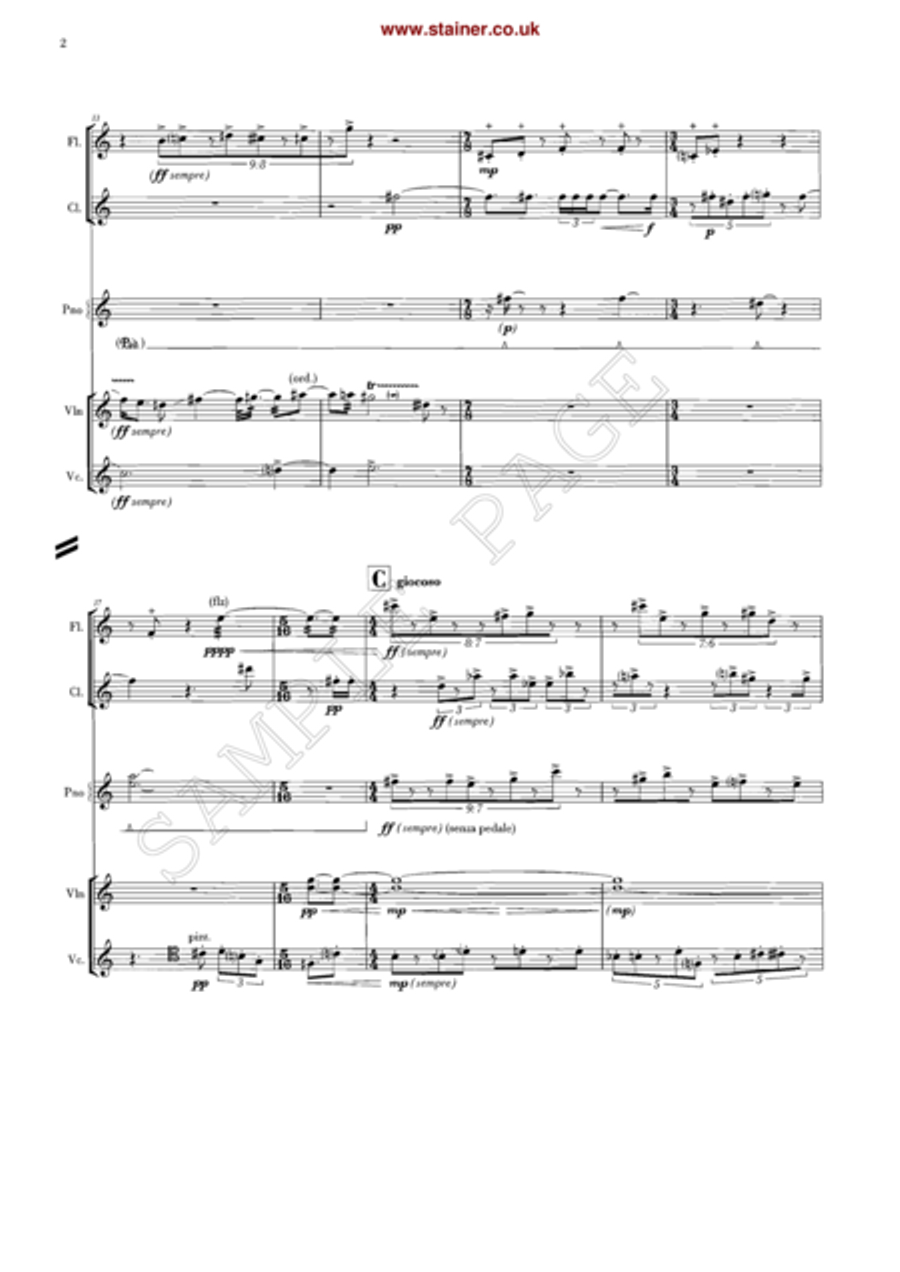 Snapshots for Flute, Clarinet, Violin, Cello and Piano Clarinet scores gallery preview page 3