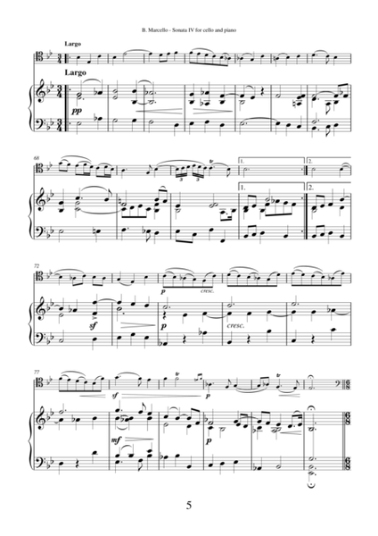 Sonata IV in G minor by Benedetto Marcello for cello and piano