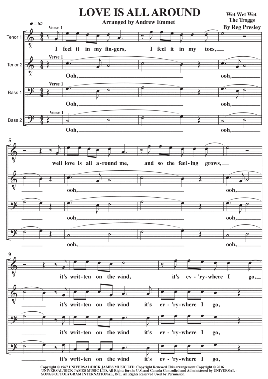 Love Is All Around TTBB scores gallery preview page 1