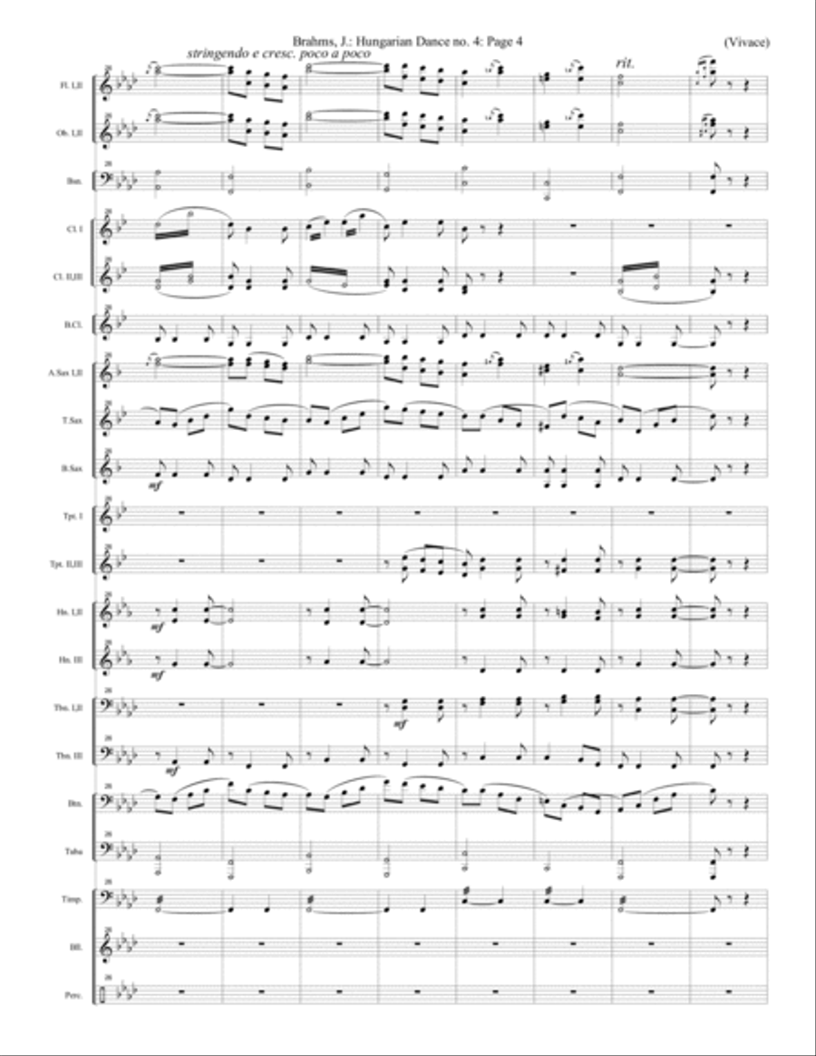 Hungarian Dance no. 4 - Score Concert Band scores gallery preview page 4
