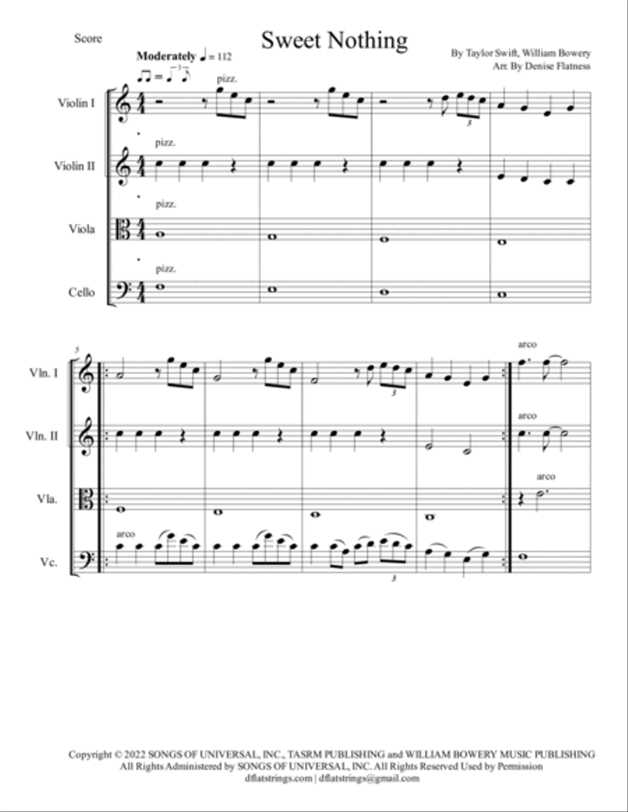 Sweet Nothing String Quartet scores gallery preview page 2