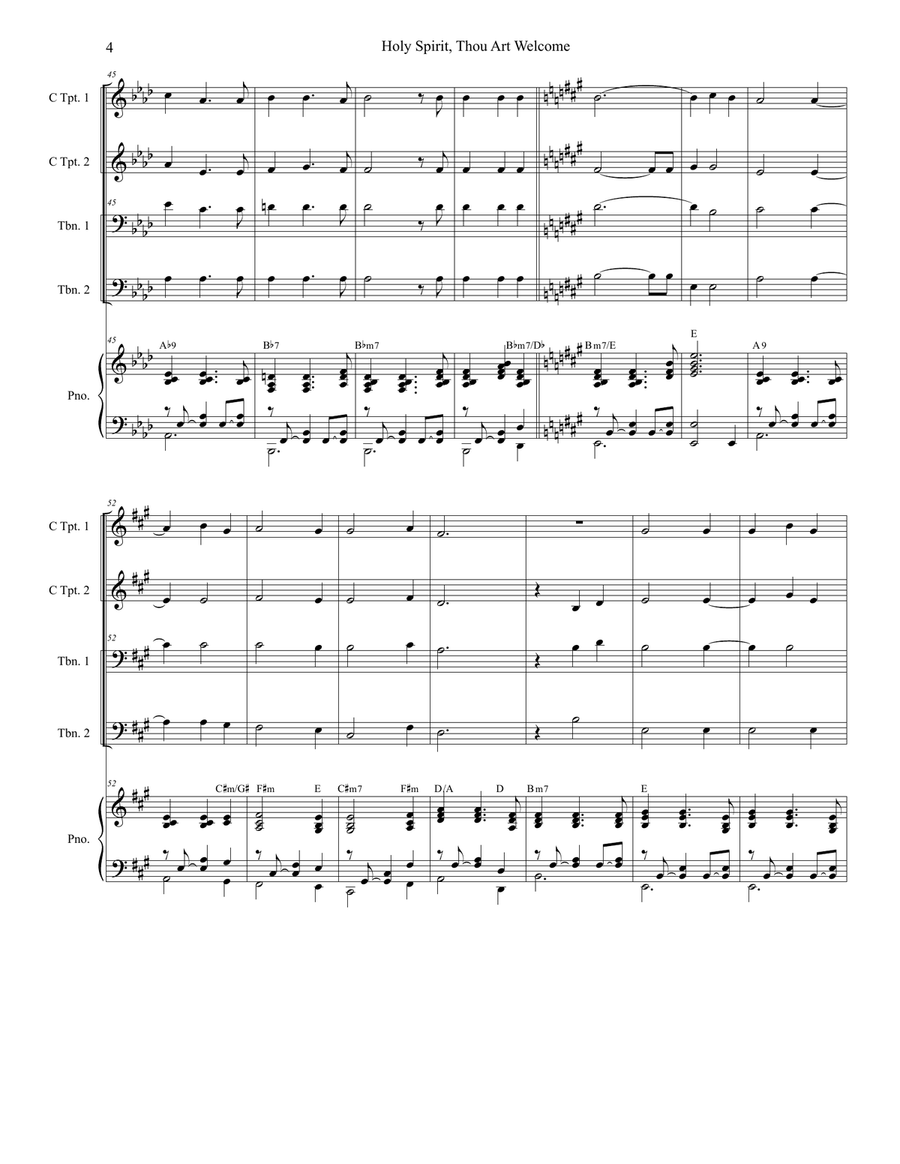 Holy Spirit, Thou Art Welcome Brass Ensemble scores gallery preview page 4