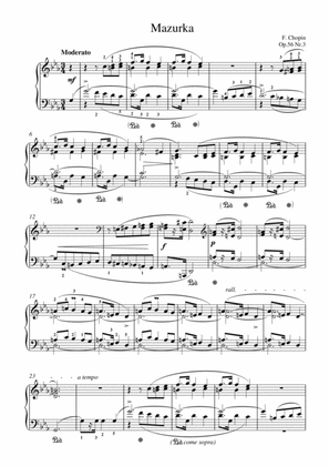 Chopin - Mazurka Op. 56 No.3 for piano solo