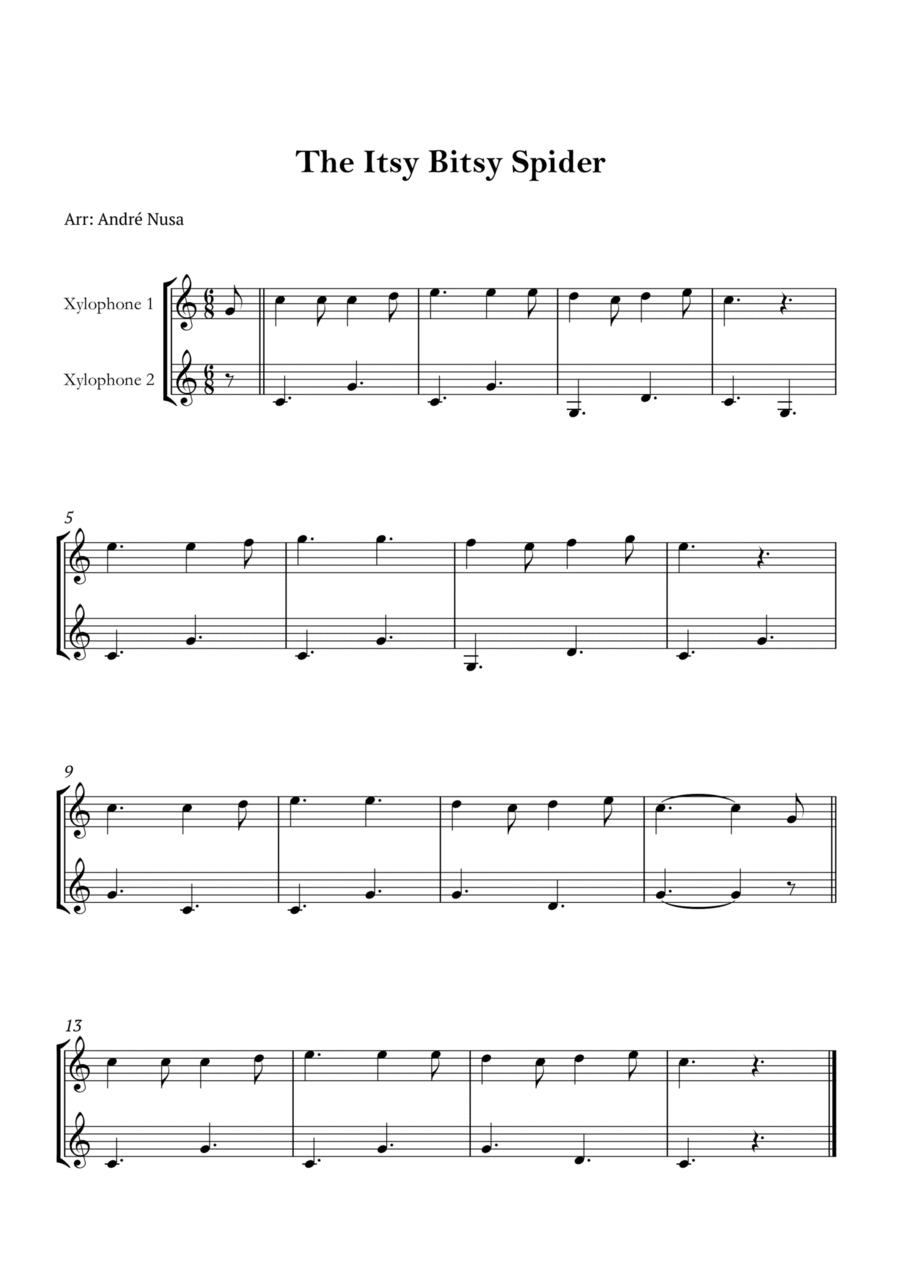 The Itsy Bitsy Spider Percussion scores gallery preview page 1