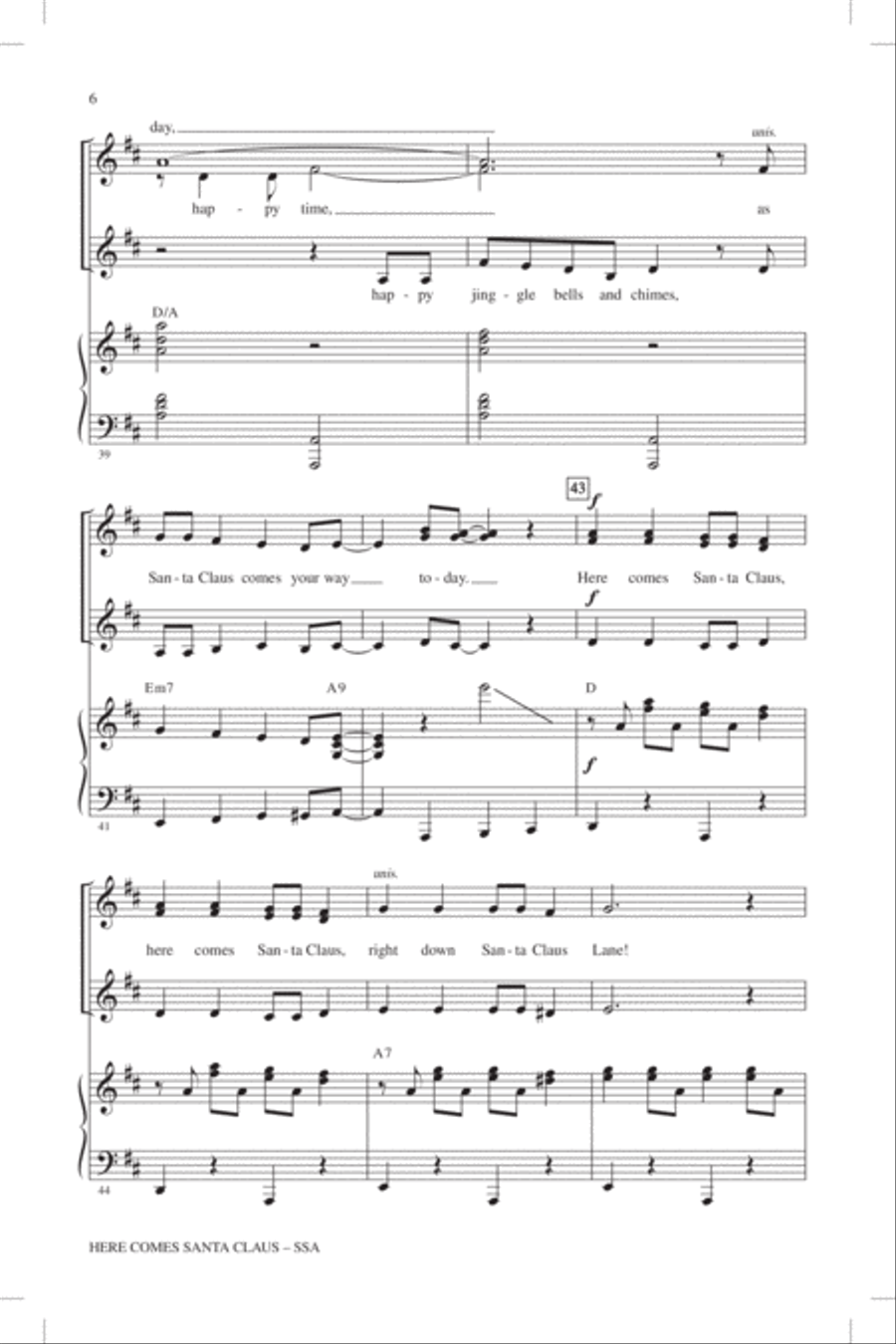 Here Comes Santa Claus (Right Down Santa Claus Lane) SSA scores gallery preview page 5