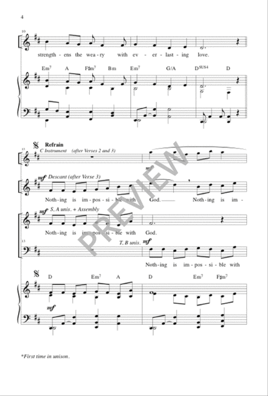 Nothing Is Impossible with God 4-Part scores gallery preview page 4