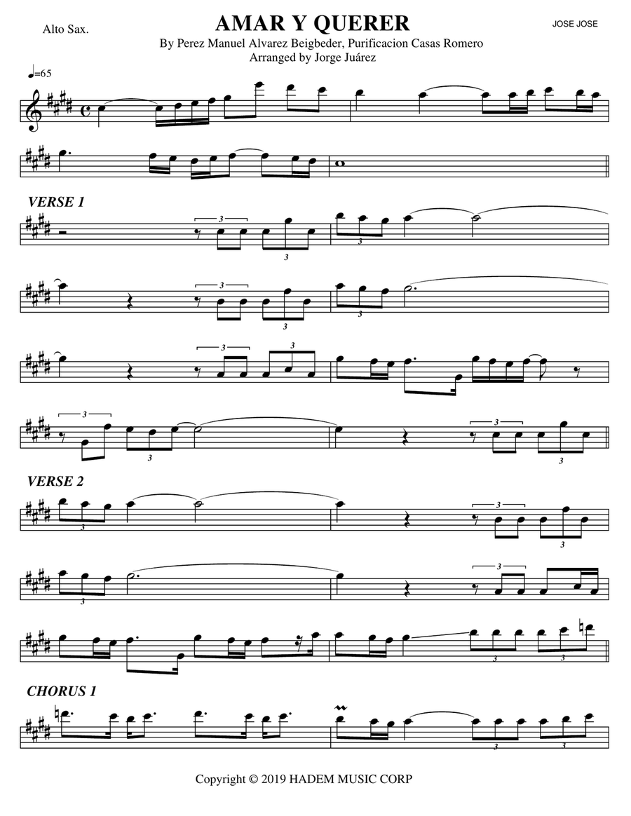 Amar Y Querer Alto Saxophone scores gallery preview page 1