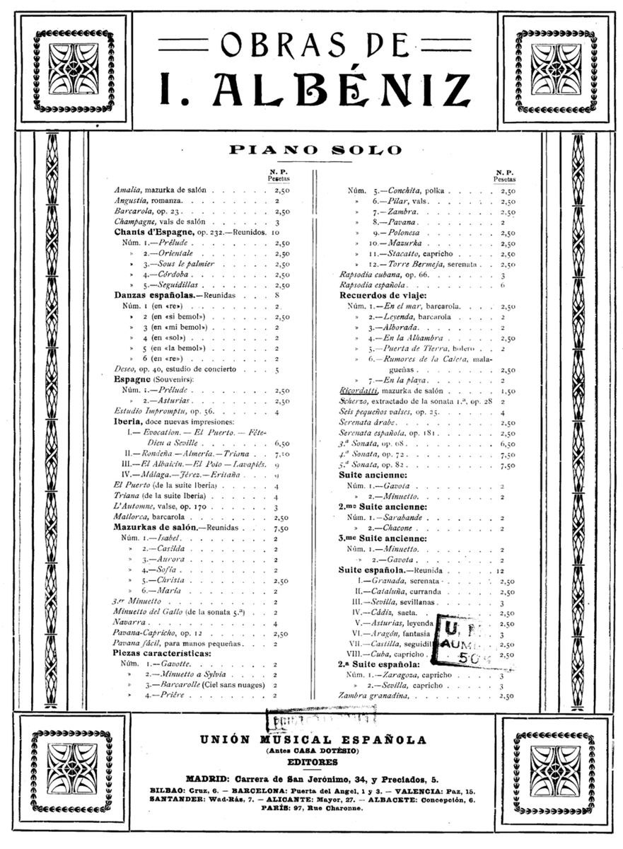 Albéniz Ricordatti, Op.96