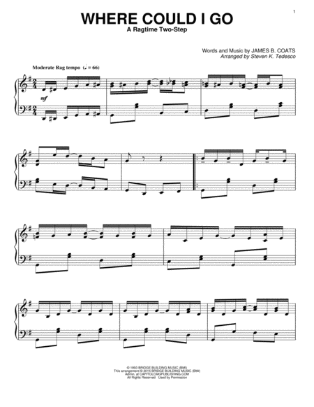 Where Could I Go [Ragtime version] by Elvis Presley Piano - Digital Sheet Music