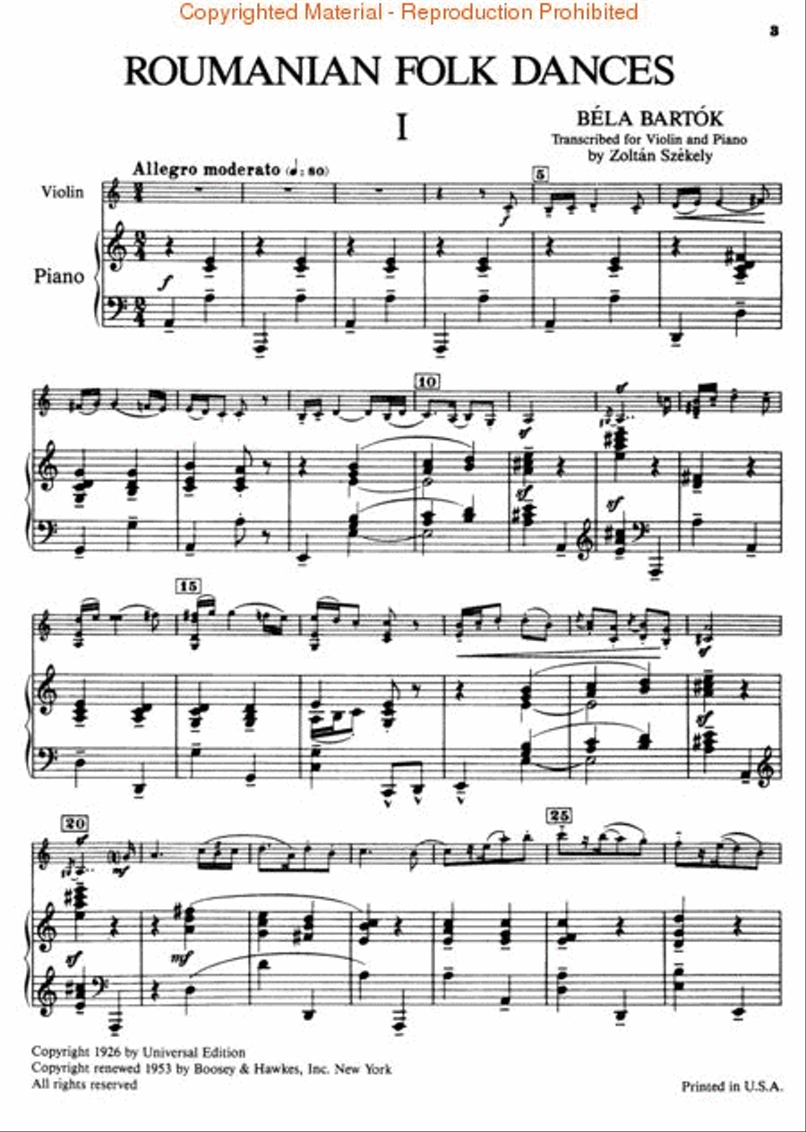 Roumanian Folk Dances Violin Solo scores gallery preview page 2