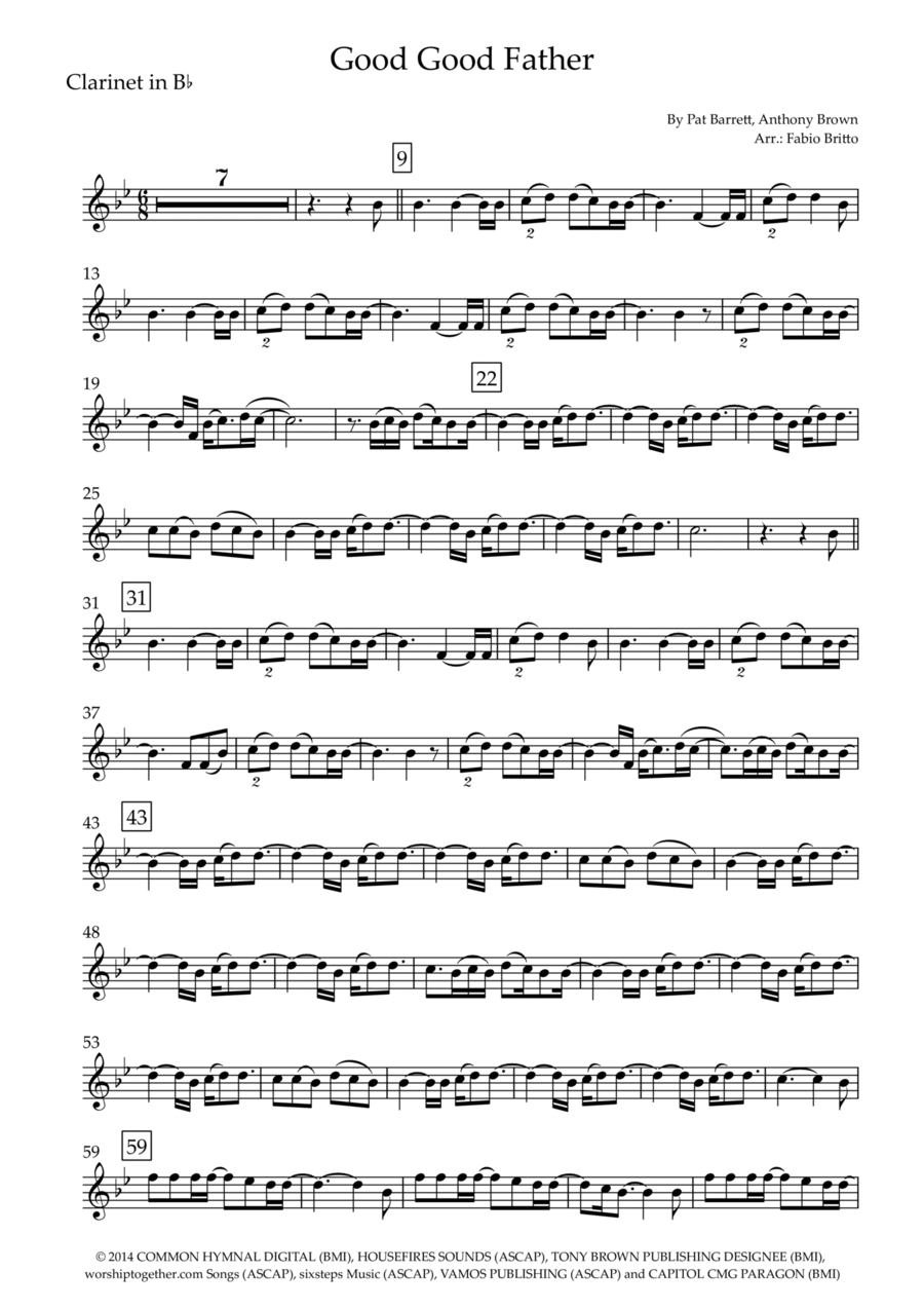 Good Good Father B-Flat Clarinet scores gallery preview page 1