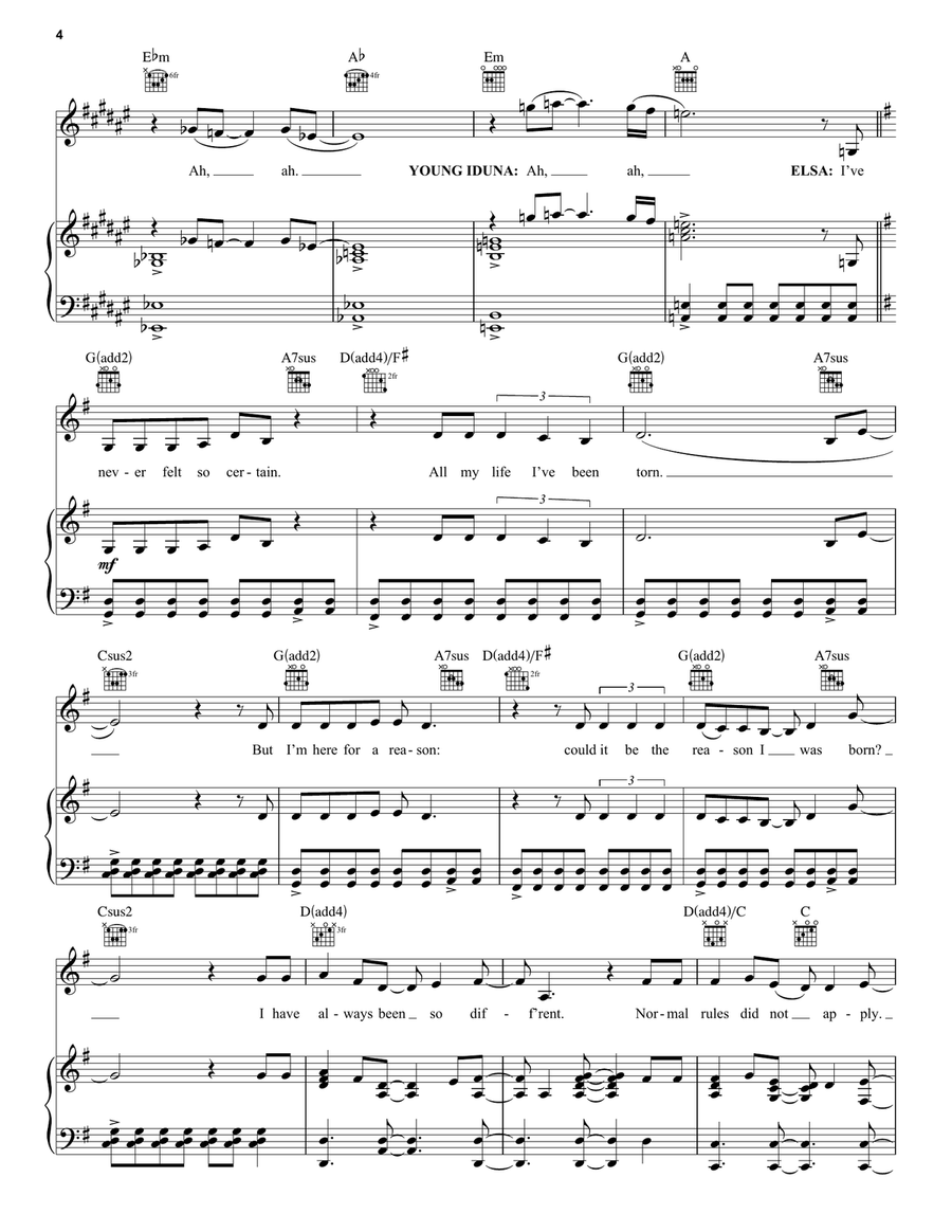 Show Yourself (from Disney's Frozen 2) Piano, Vocal, Guitar scores gallery preview page 4