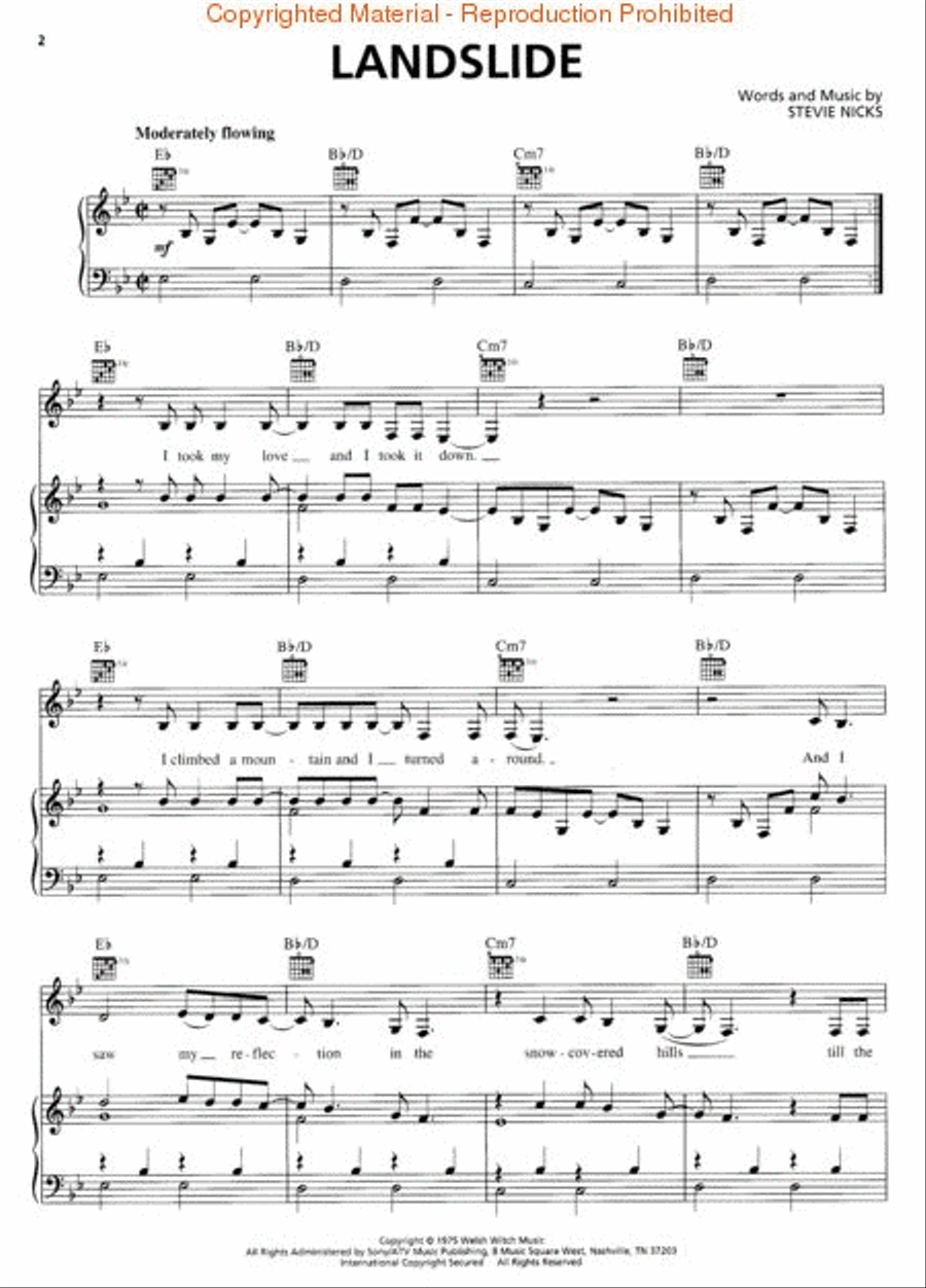 Landslide Piano, Vocal, Guitar scores gallery preview page 2